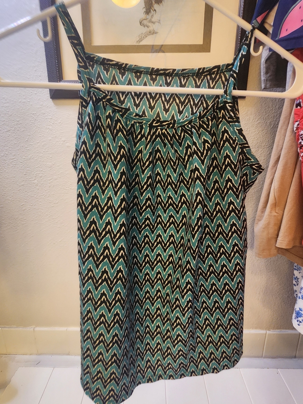 Women’s Teal Chevron Print A-Line Shirt